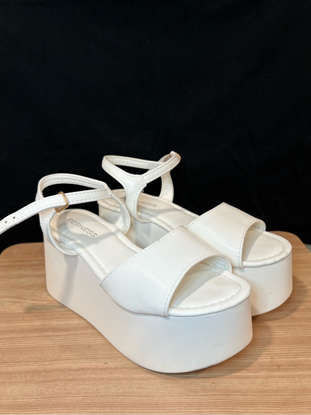 Platform Ankle-Strap Sandals in White